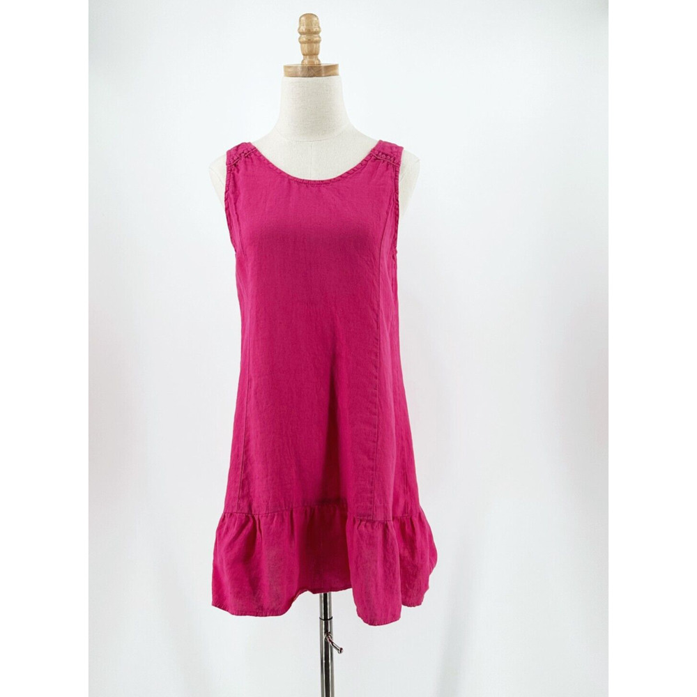 Terzo Milano Womens 100% Linen Mini Dress Small Boho Beach Resort Vacation Pink